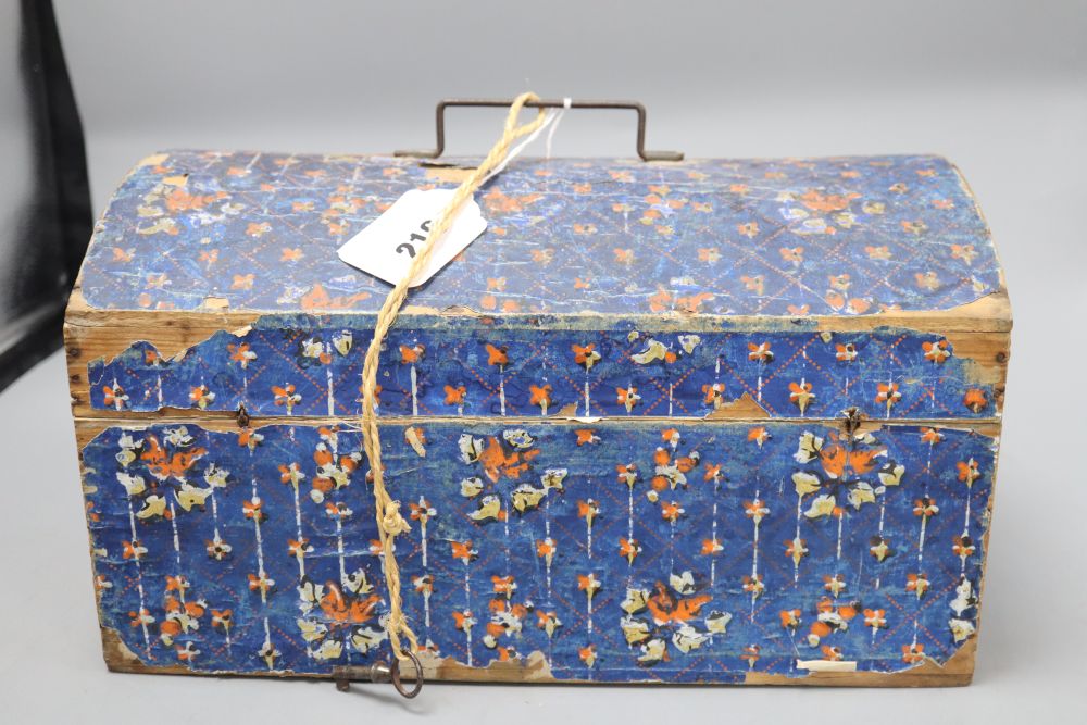 A French stencilled paper marriage box, c.1840, length 32.5cm